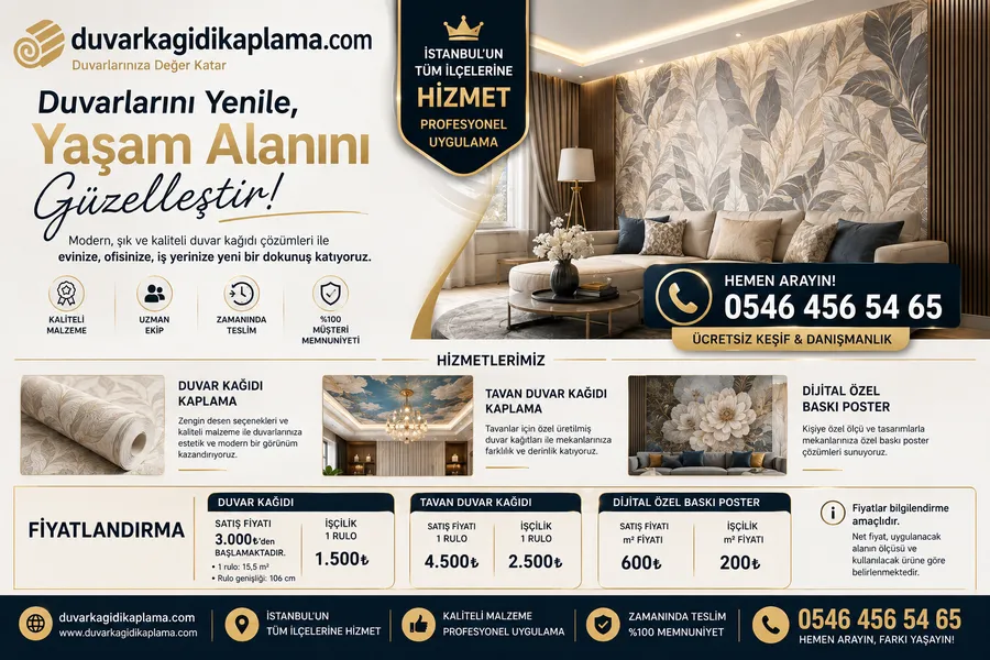 Beyoğlu'de duvar kağıdı kaplama uygulaması